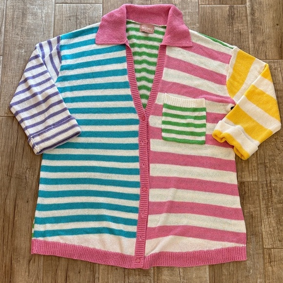 Show Me Your MuMu Sweaters - Show Me Your MuMu Multicolor Striped Knit Cardigan Sweater